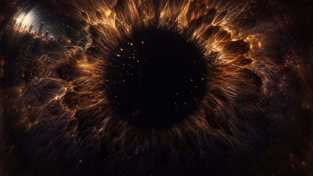 Extreme close up of an iris, the pupil opening into darkness